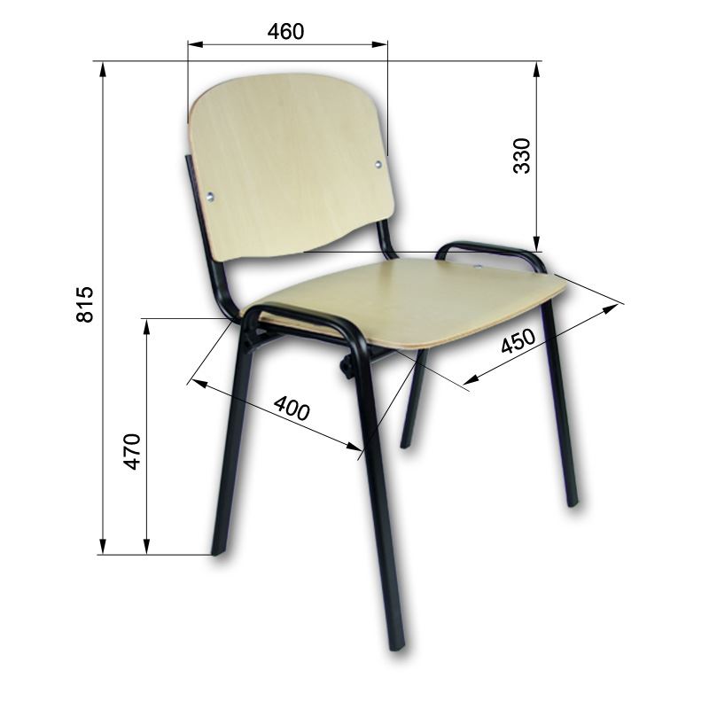Krzesło Iso Black - wymiary